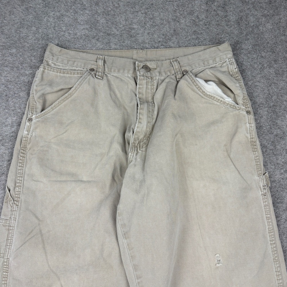 Wrangler Carpenter Pants‎ Mens 34x30 Tan Canvas Workwear Utility Dungarees